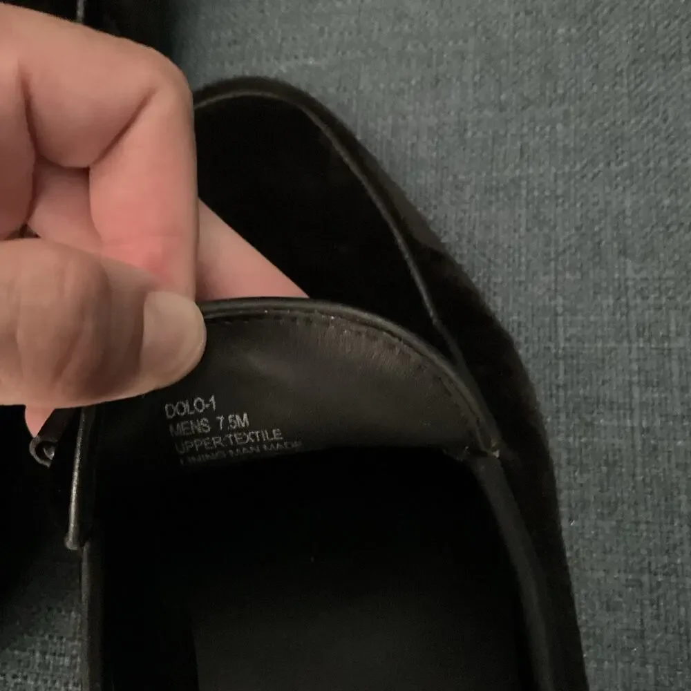 Saks Fifth Avenue Black Velvet Bit Loafers Evening Shoes Mens 7.5M DOLO-1